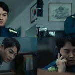 Jang Dong-joo as rookie cop Jang Jeong-U stands beside Kim Nam-gil’s character Lee Do during a tense field operation in Netflix’s action thriller 'Trigger'