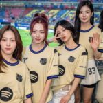 ITZY members watching the FC Barcelona vs FC Seoul match at Seoul World Cup Stadium, August 1, 2025