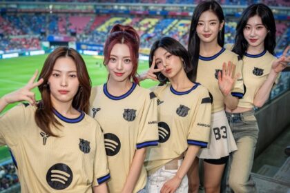 ITZY members watching the FC Barcelona vs FC Seoul match at Seoul World Cup Stadium, August 1, 2025