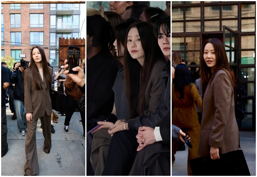 Go Hyun Jung attends COS Autumn Winter 2025 in New York Go Hyun Jung wearing a tailored gray-and-brown suit with straight hair at COS Autumn/Winter 2025 event in New York, September 2025.