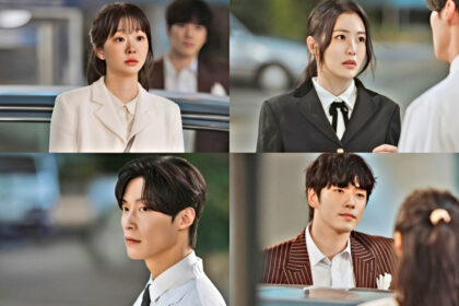 Kim Da-mi, Shin Ye-eun, and Heo Nam-jun share an emotional reunion scene in JTBC’s drama “A Hundred Memories,” depicting changing relationships and lingering feelings after seven years apart.